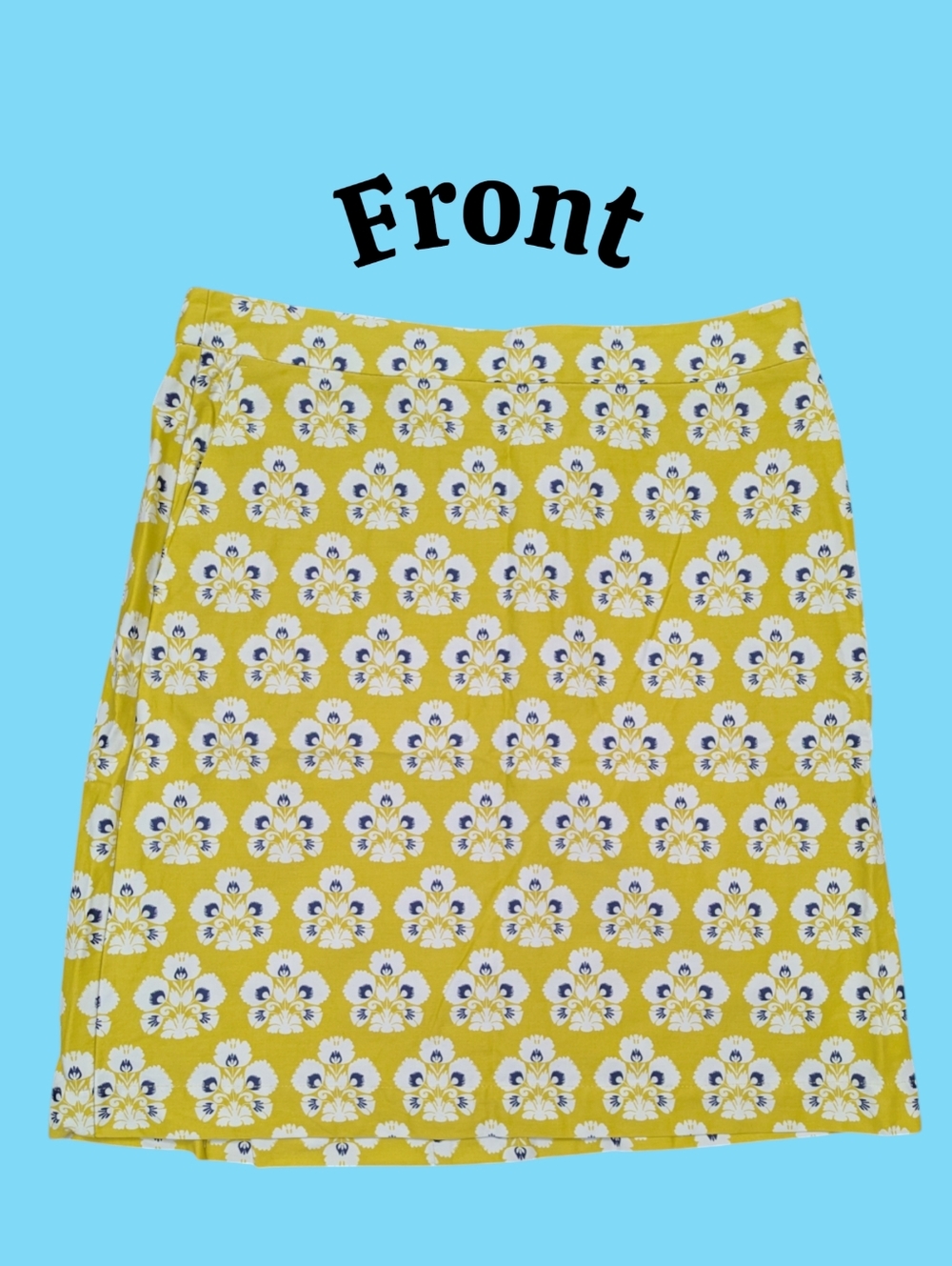 Boden Women US 8R Cotton Geometric Floral Print Knee Length Pencil Skirt Pockets